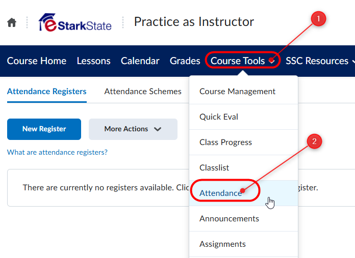 navigate to Course Tools > Attendance