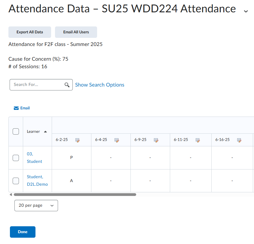 Attendance Data